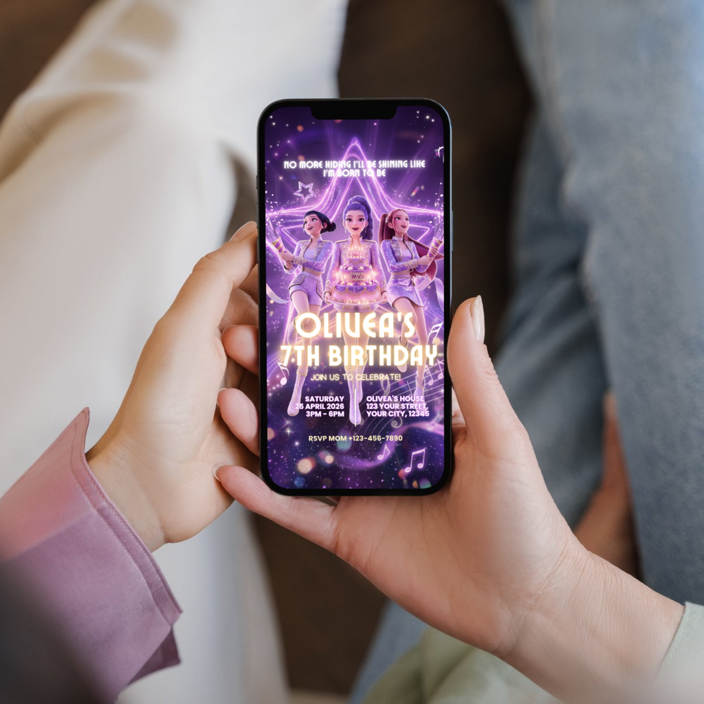 anime kpop birthday invite digital download