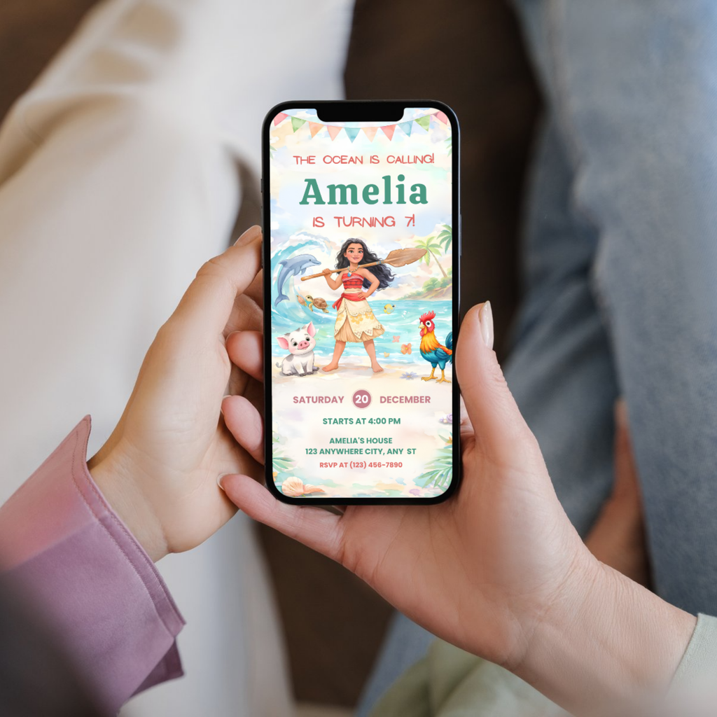 Printable Moana birthday party invitation