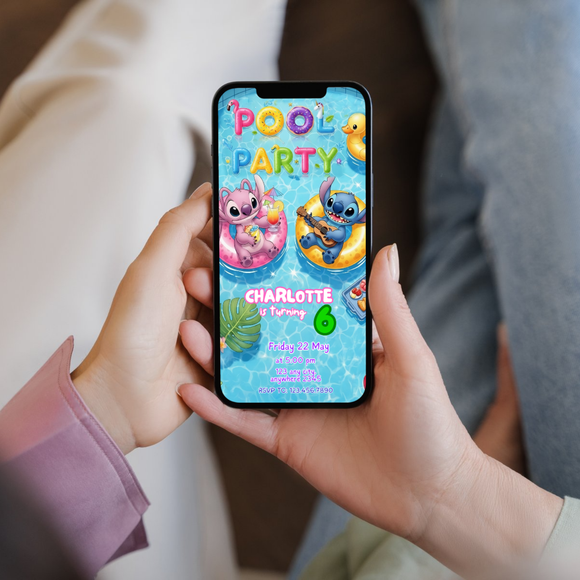 Cute Stitch birthday invite printable digital template