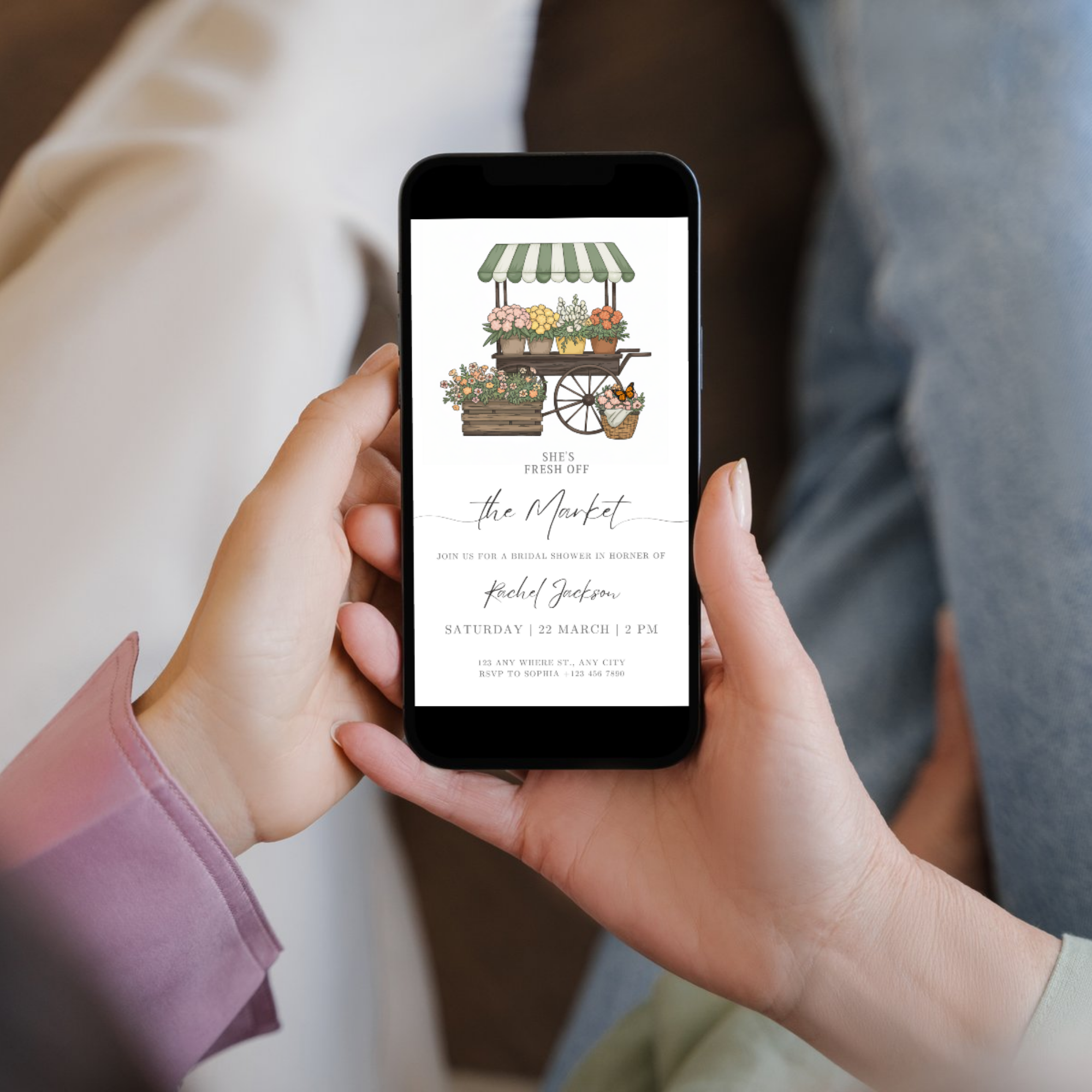 Off the Market Bridal Shower Wedding Invitation with modern typography