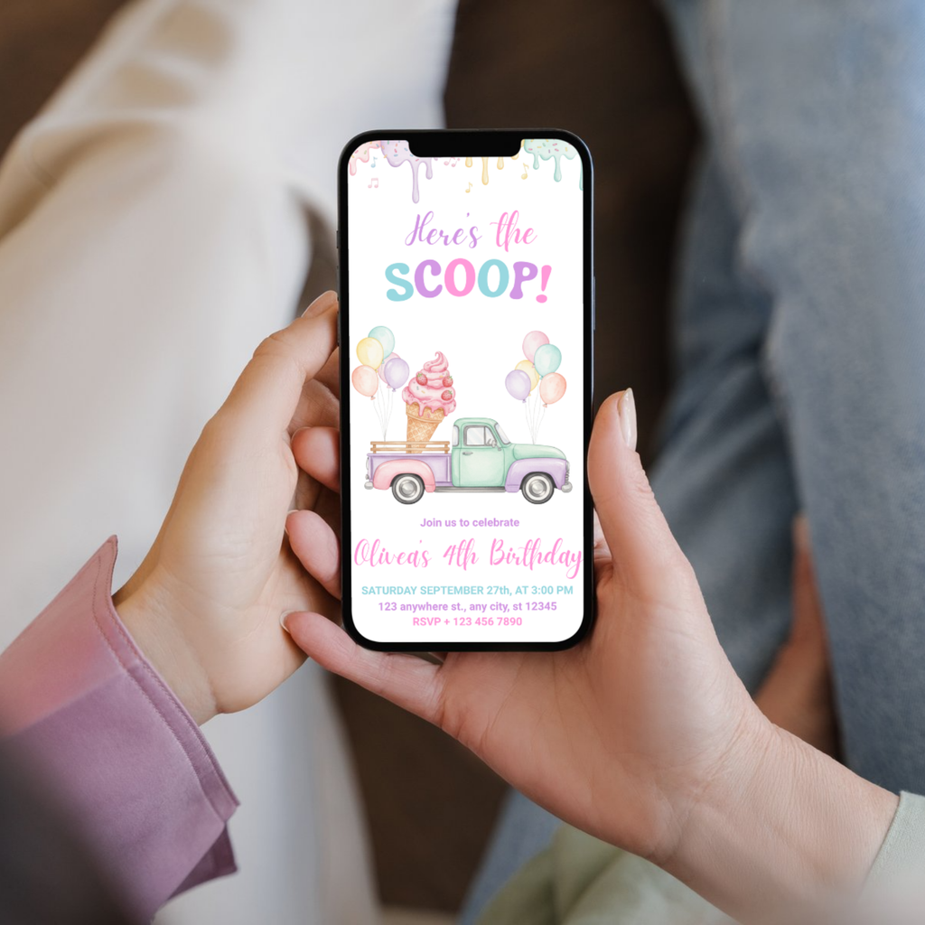 Ice Cream Truck Birthday Invitation Template