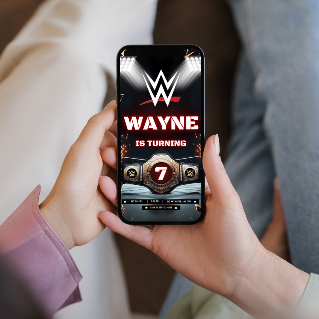 Kids wrestling birthday invite digital download