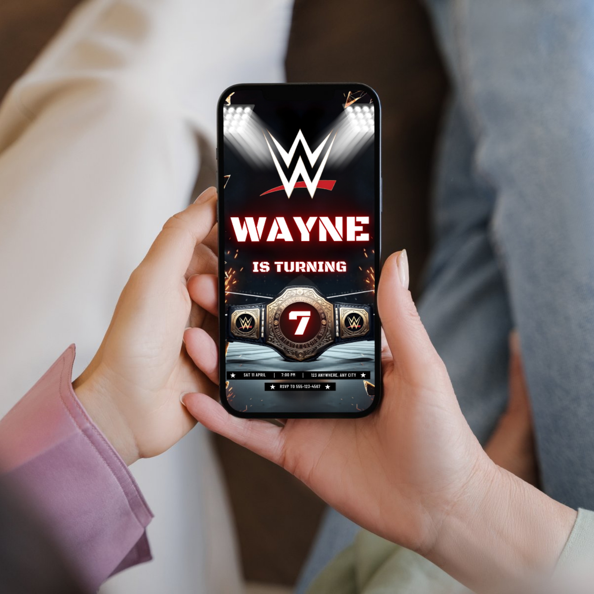 Kids wrestling birthday invite digital download