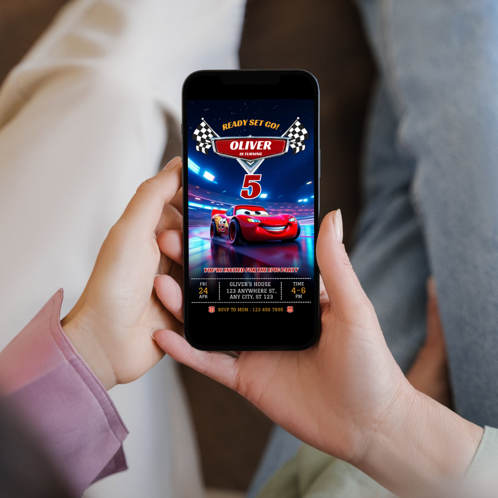 Racing car birthday invitation kids Cars theme design