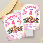 Pink Paw Patrol Digital Invitation for Girls
