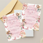 pink purple fairy invitation kids party