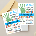 Digital birthday invite hi five theme kids party