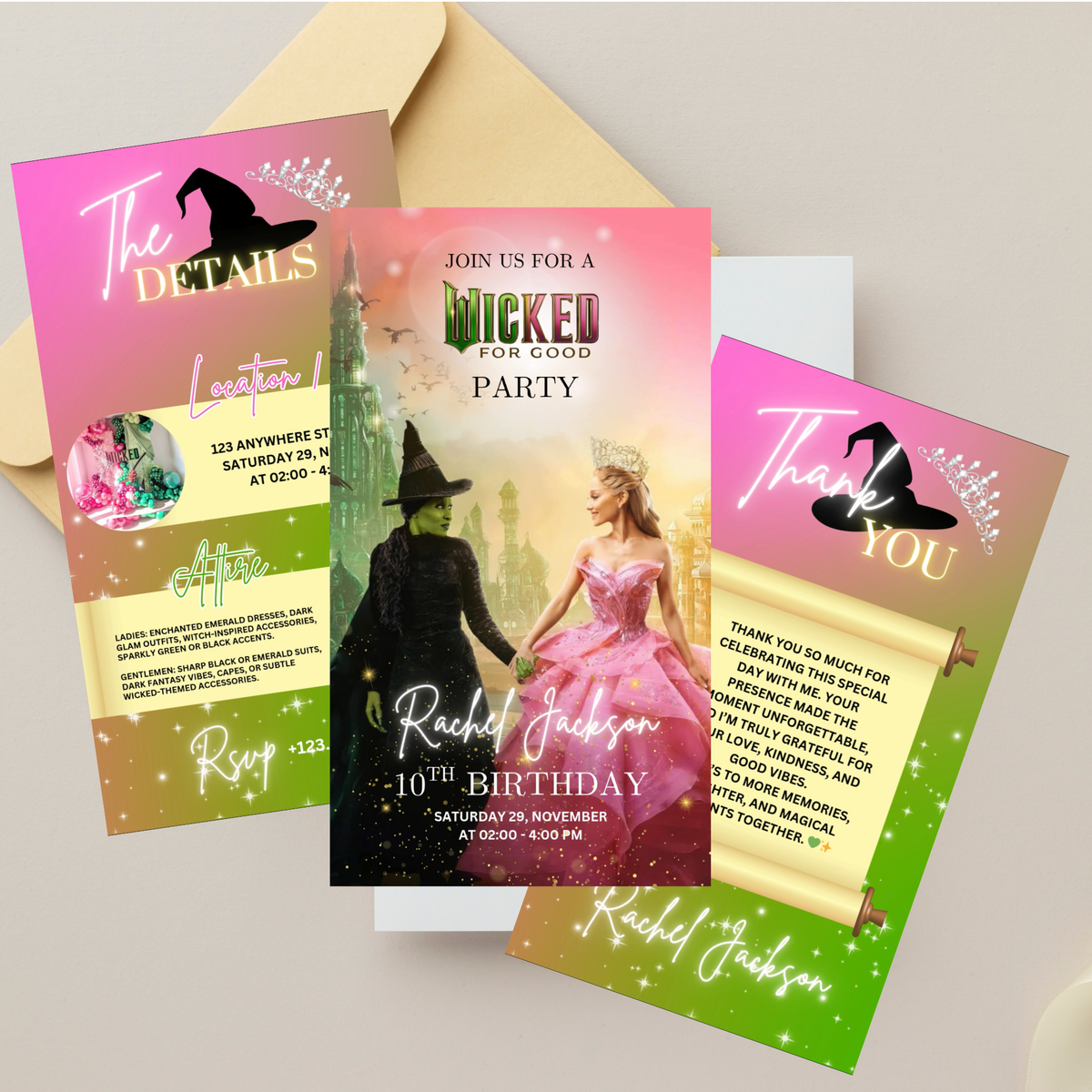 Downloadable Wicked Invitations Wicked Birthday Party Invitation Template | Wicked Theme Canva Invite ...