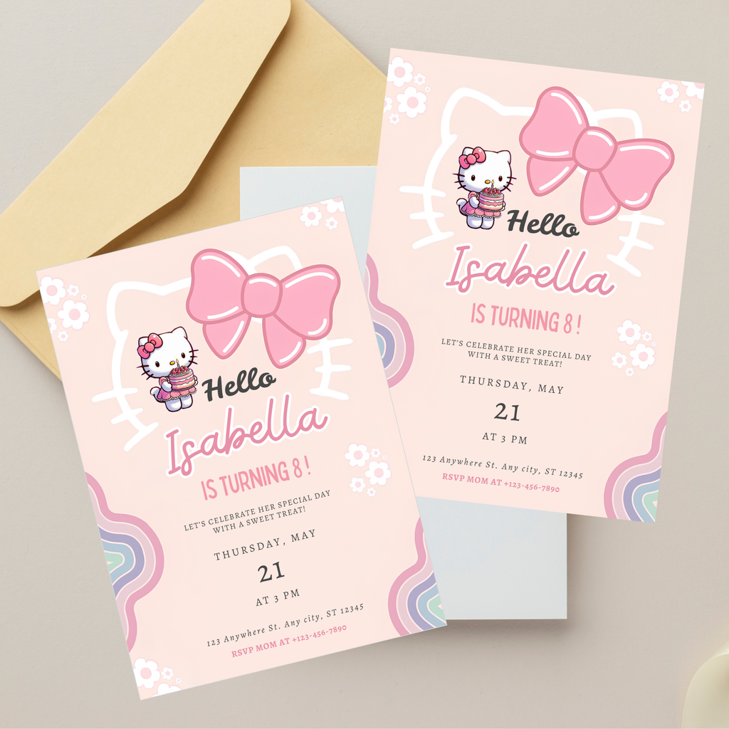 kawaii hello kitty invitation design