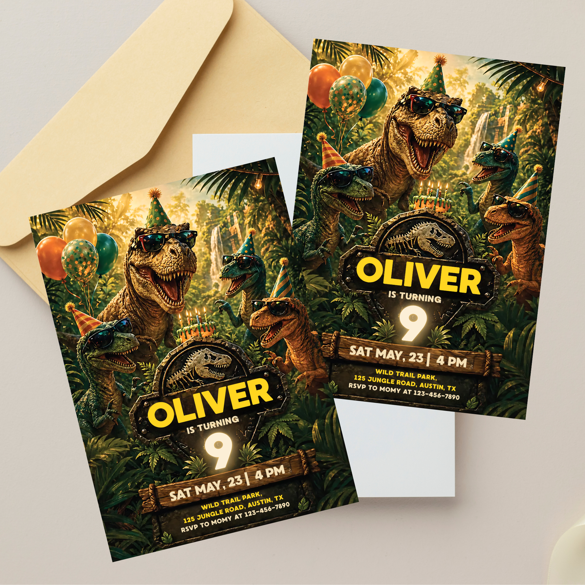 Printable dinosaur birthday party invite template