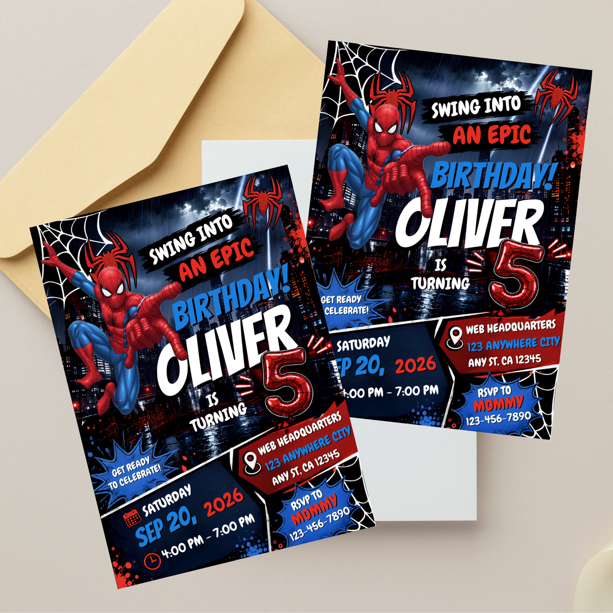 Printable superhero birthday invitation for kids