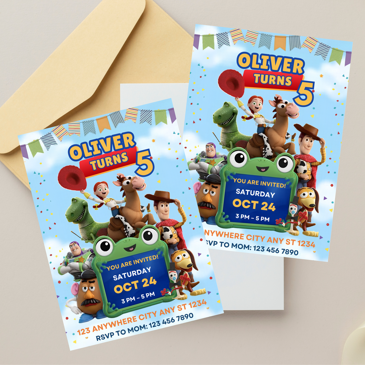 To Infinity and Beyond 5th birthday invitation