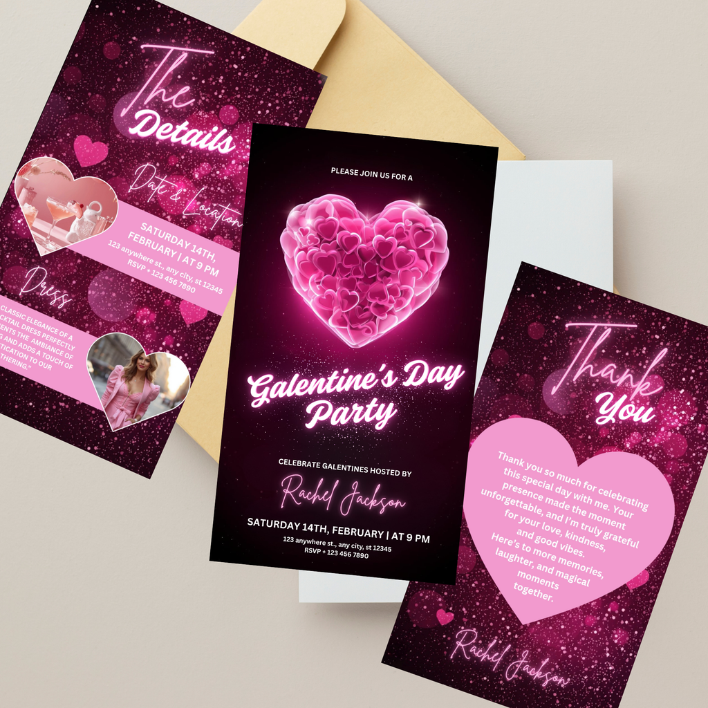 Galentines invitation template fun pink design for girls night celebration