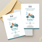 cars themed birthday invitation for boy