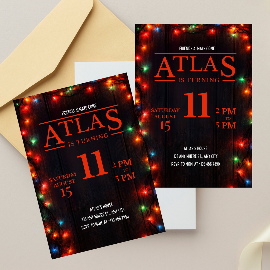 Printable Stranger Things invitation for 80s theme party