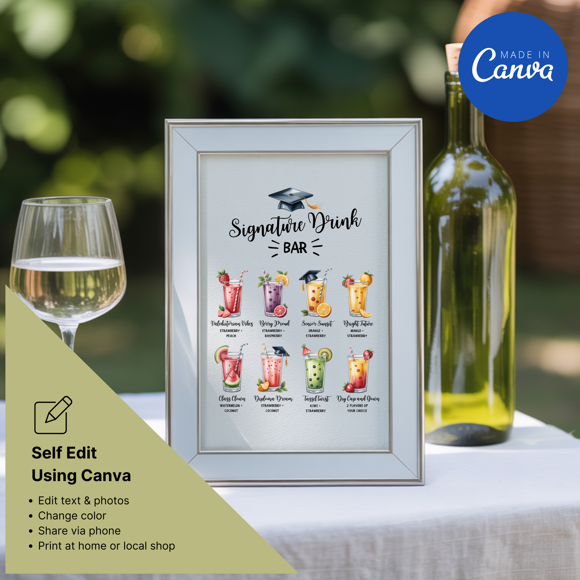 Customized Graduation Signature Drink Bar Menu