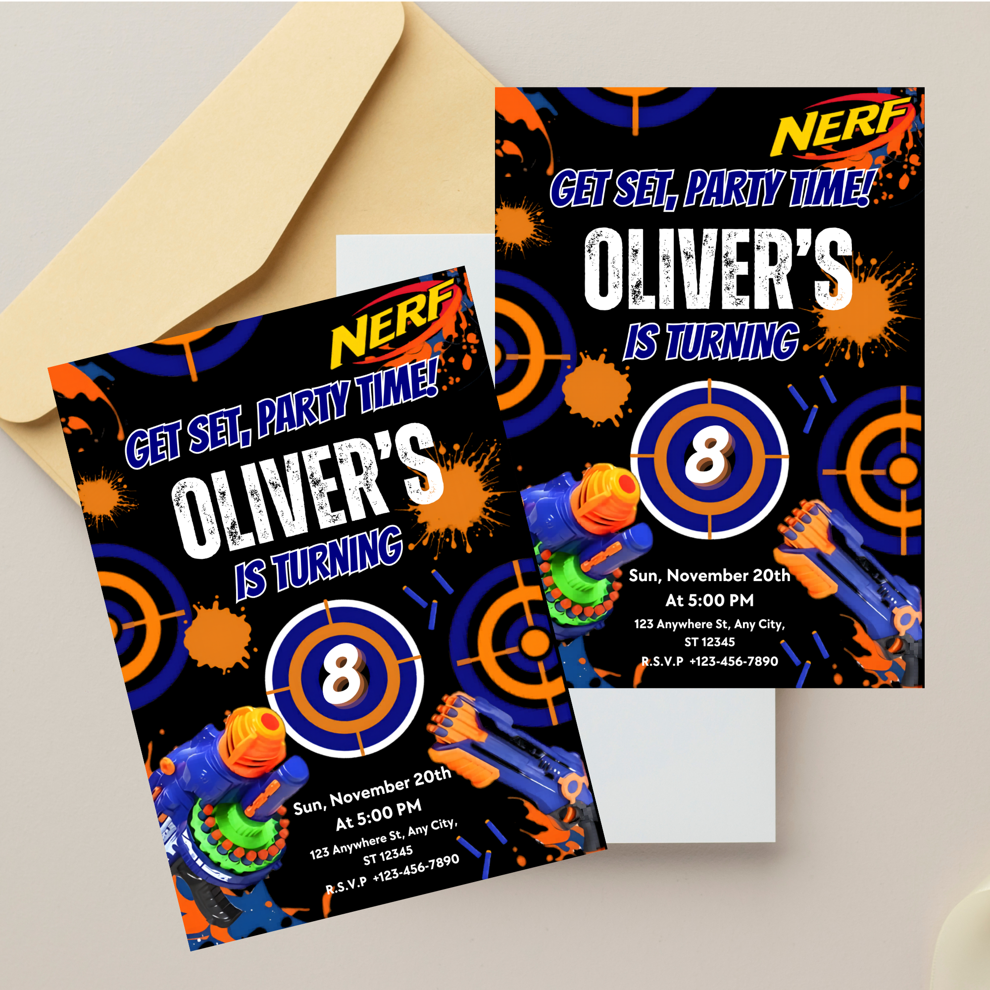 nerf gun birthday invitation template for boys