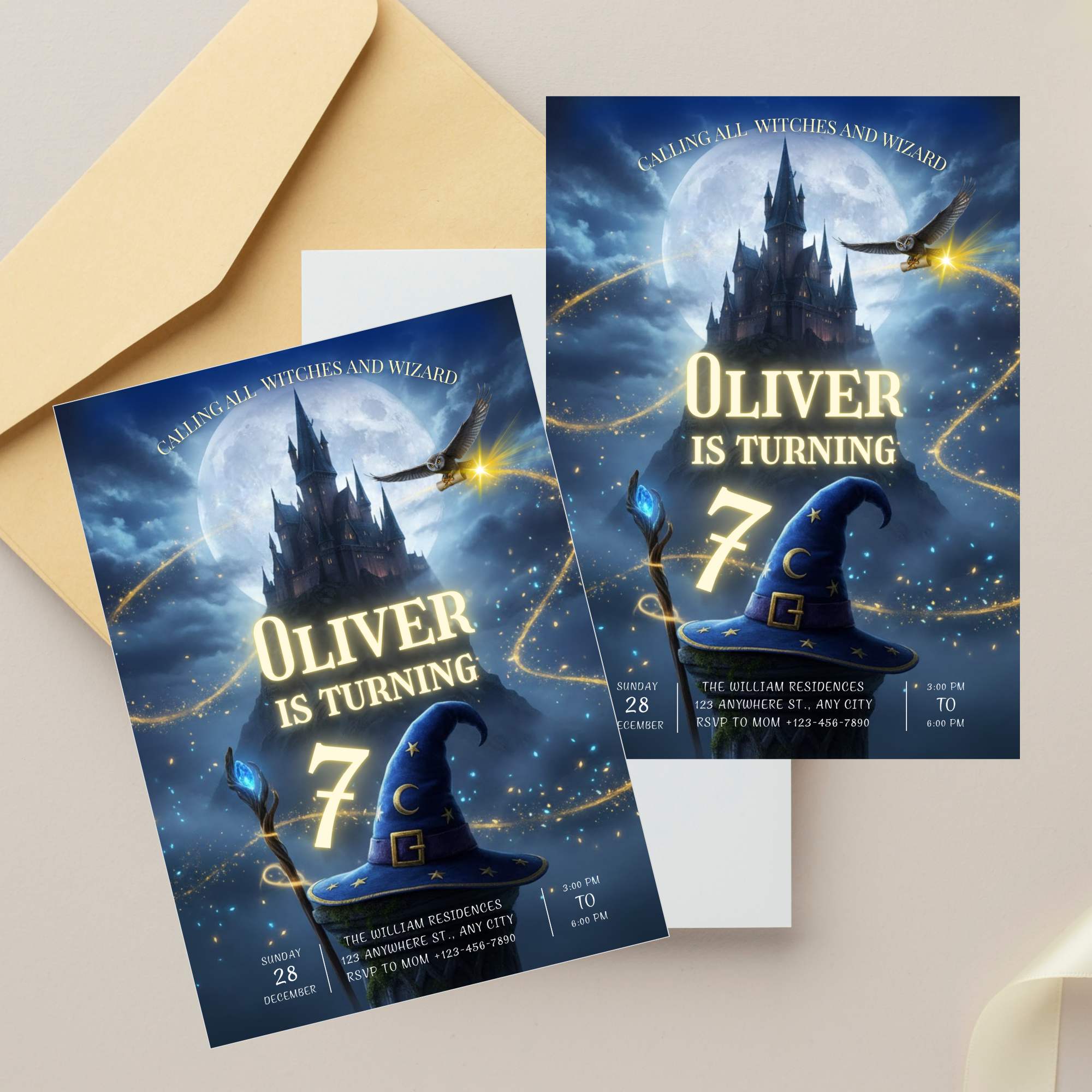 Wizards Witches Birthday Invitation - Earthyprints