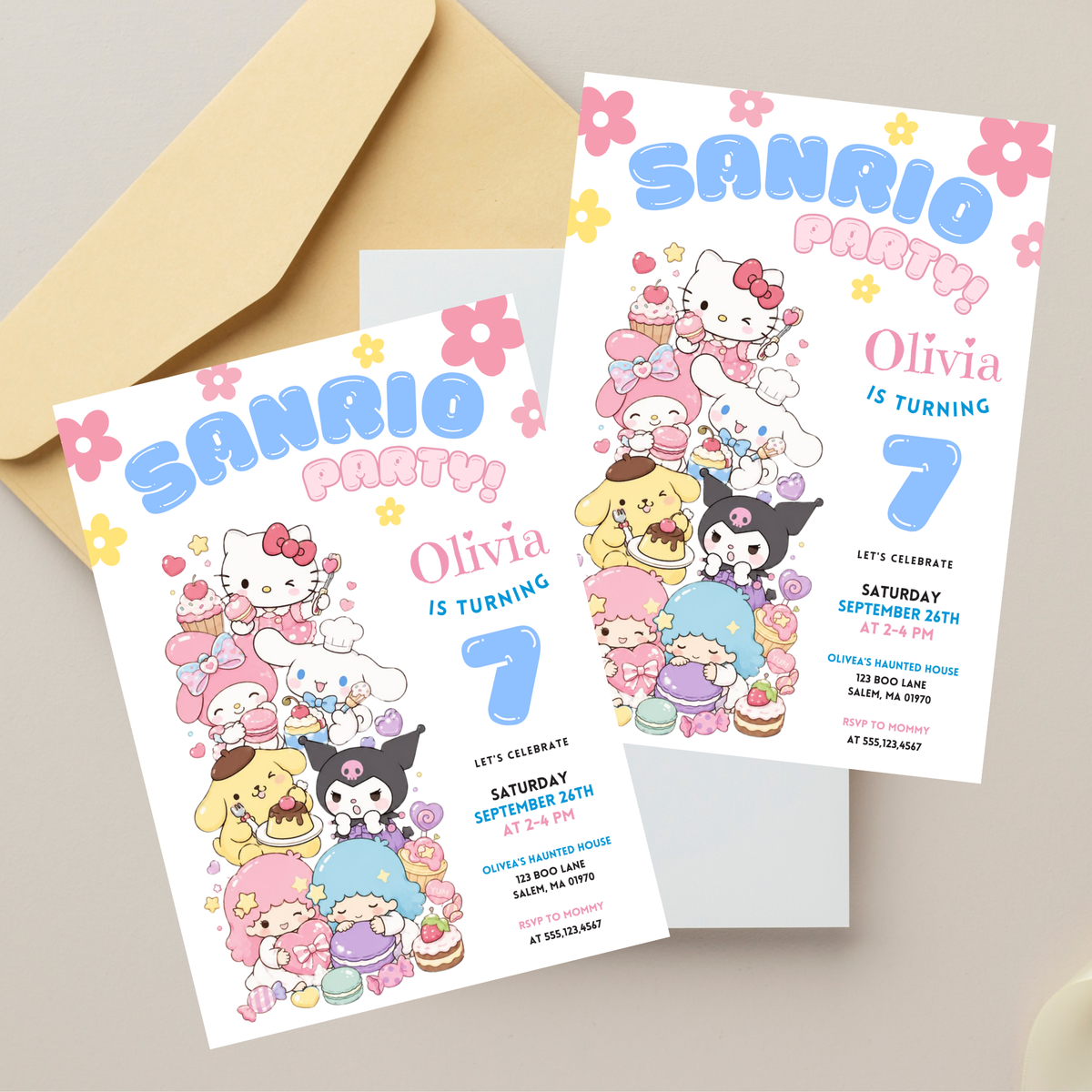 Cute Sanrio birthday invite for girls