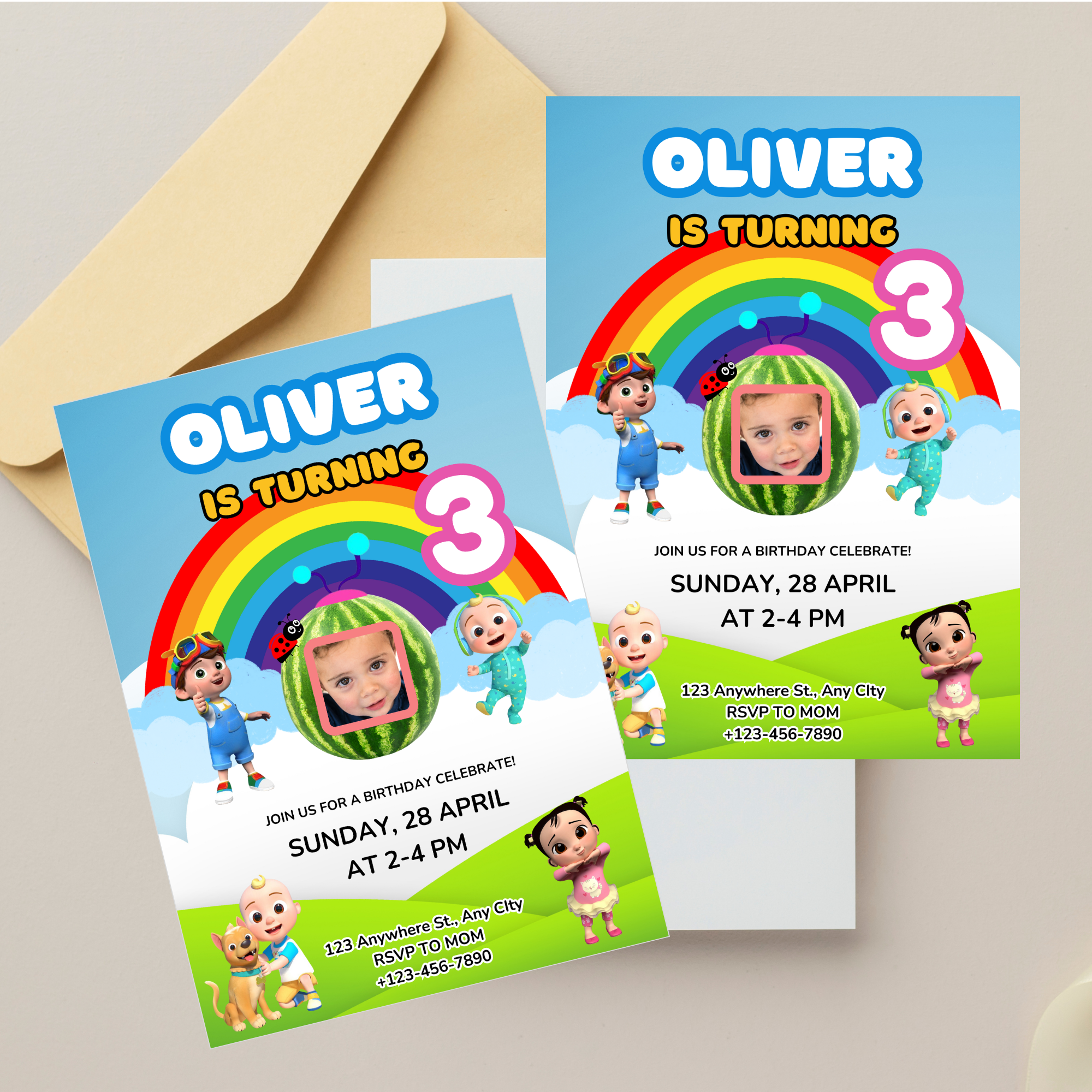 CoComelon birthday invitation template editable for kids party