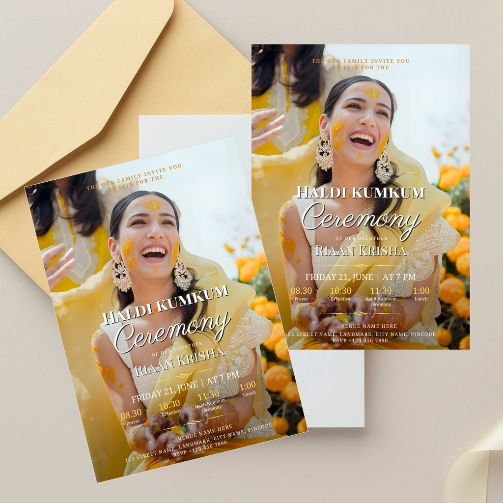 Haldi Kumkum Invitation Editable Template for Indian Ceremony