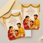 Bhogi Pallu invitation with traditional South Indian festive design