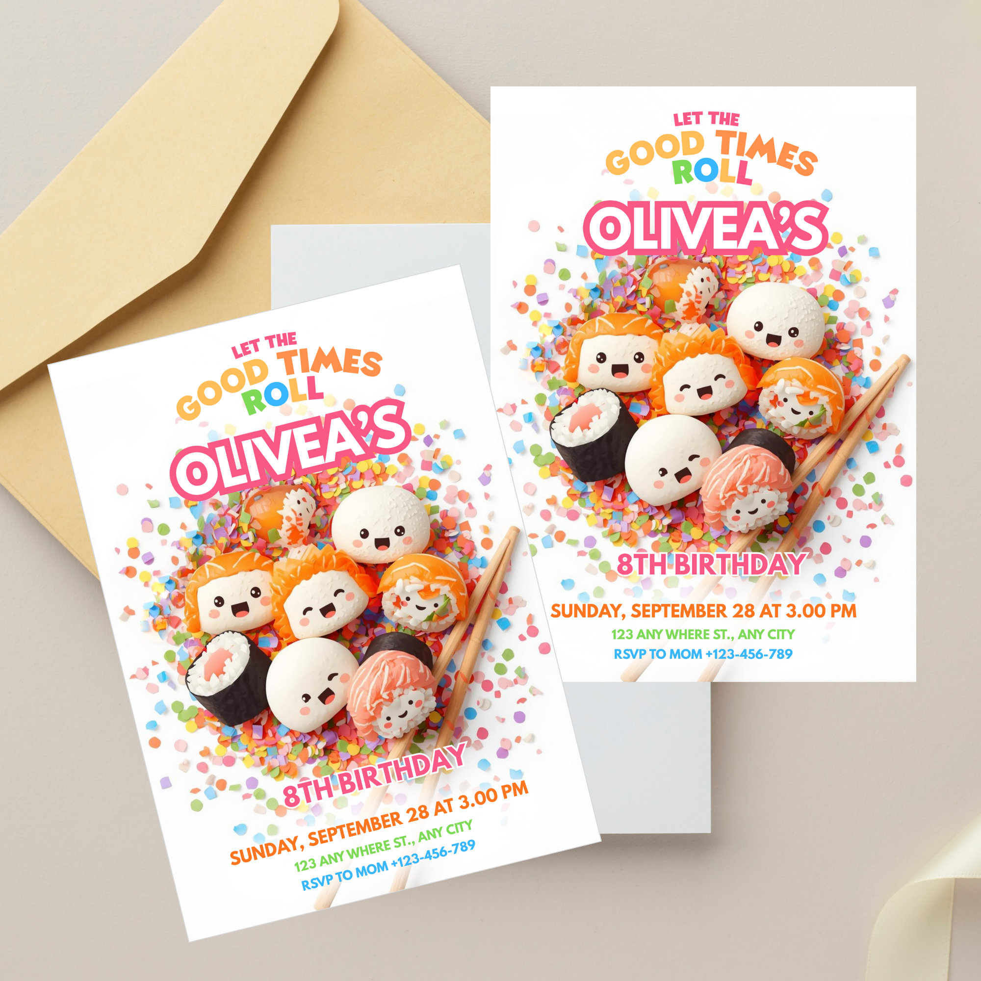 Sushi Birthday Party Invitation Template