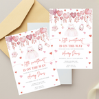 Little Sweetheart Baby Shower Invitation with pink heart design