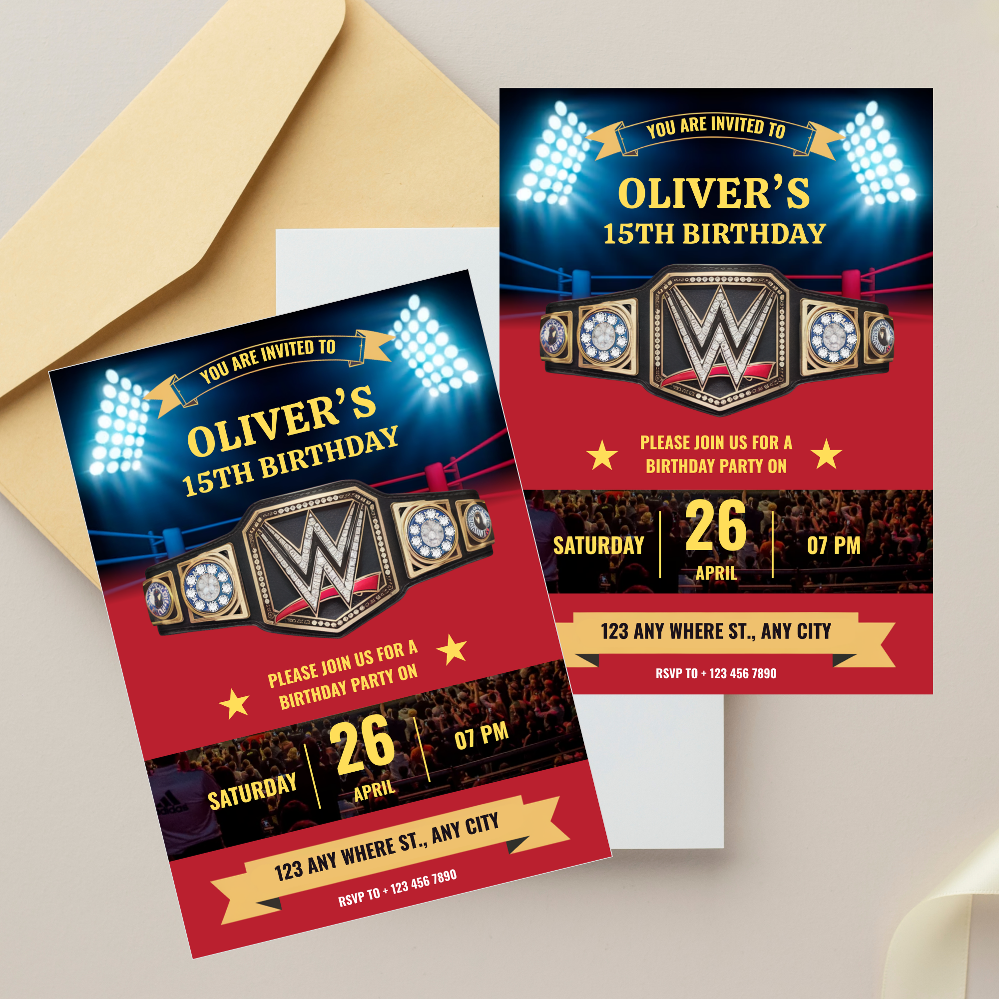 WWE Birthday Invitation Template for Kids
