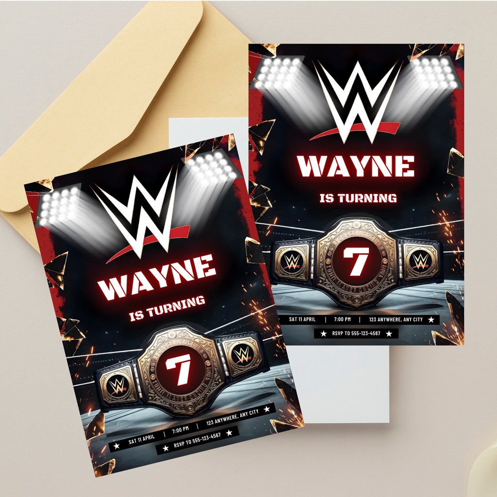 Editable WWE invitation template for boys birthday