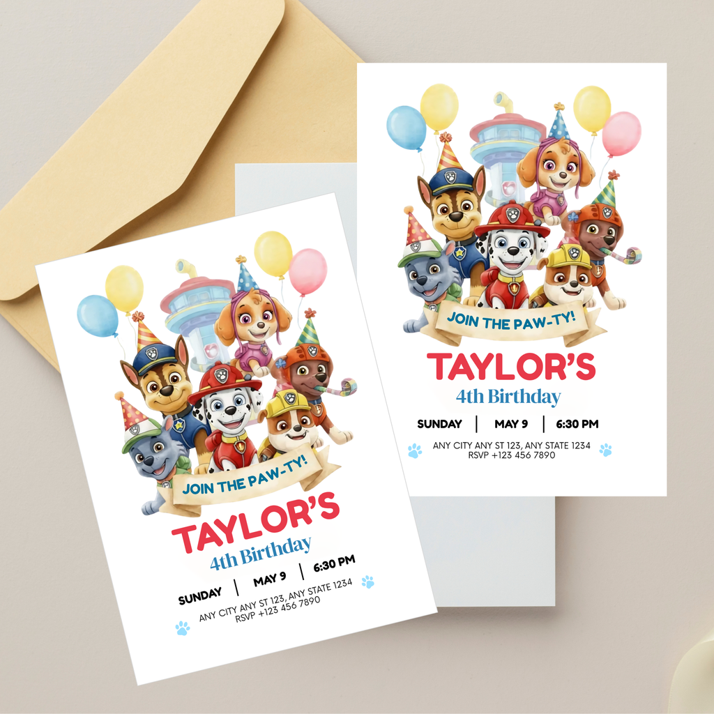 paw patrol invitation template for boys party