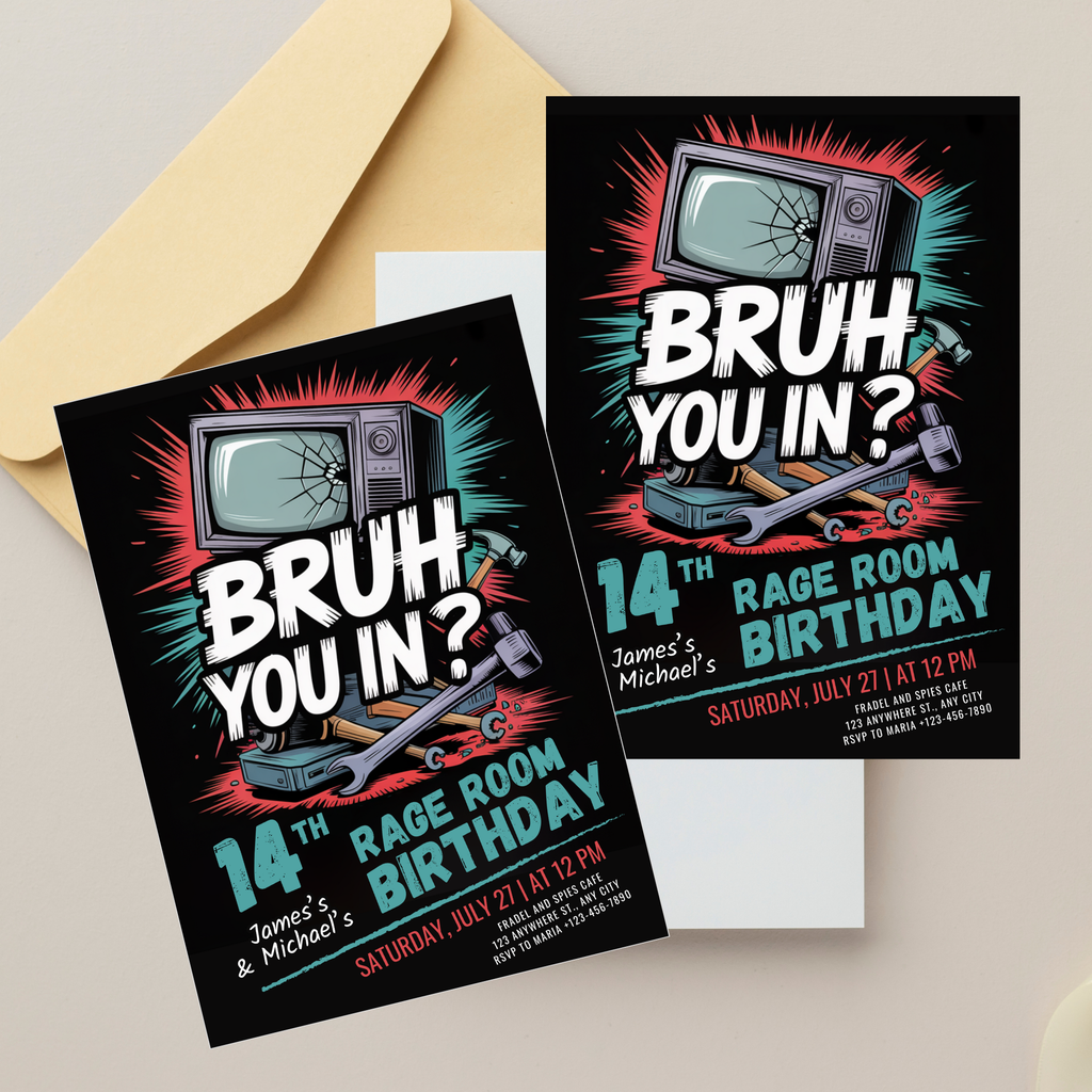 Editable Rage Room Party Invitation Template