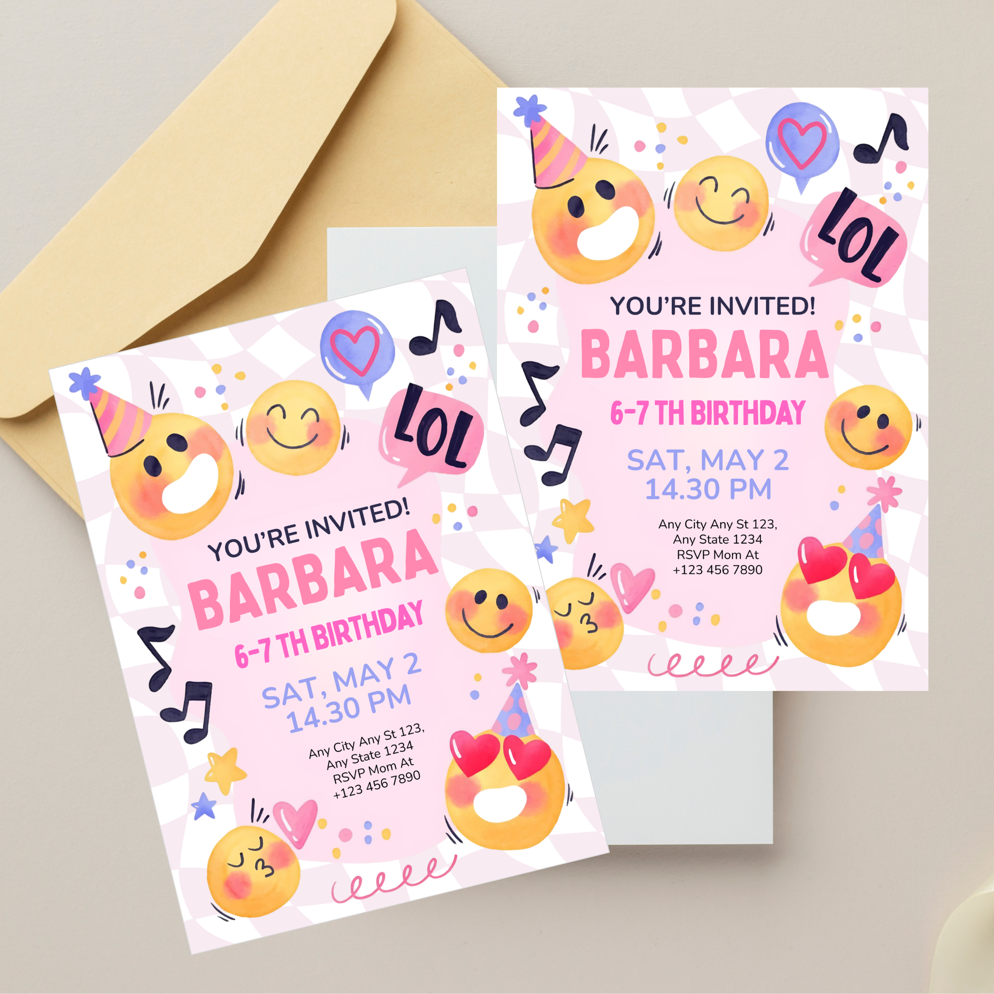 fun emoji birthday party invitation digital download