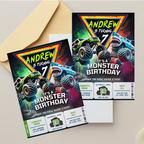 truck theme birthday invitation for boys
