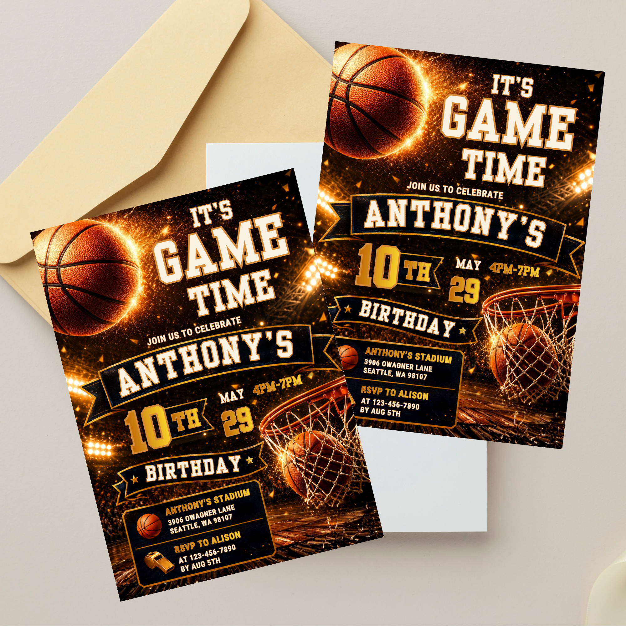 Basketball birthday party invite digital download