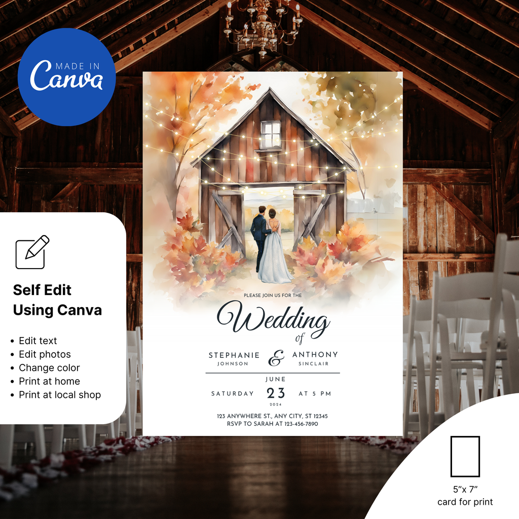 Rustic Barn Wedding Invitation Template