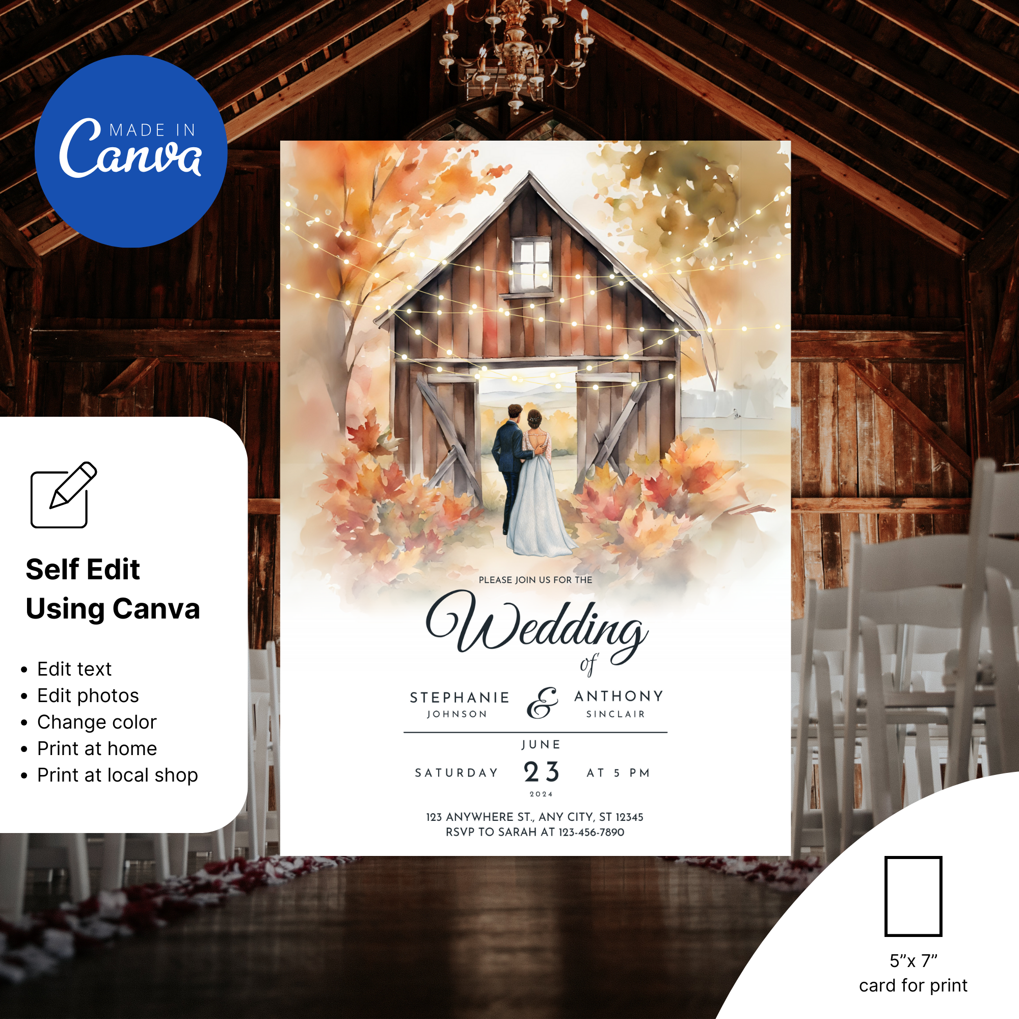 Rustic Barn Wedding Invitation Template
