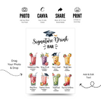 Customized Graduation Signature Drink Bar Menu