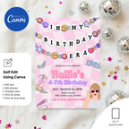 Colorful kids birthday invitation trendy era theme design