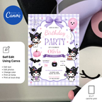 Printable Kuromi birthday invitation template