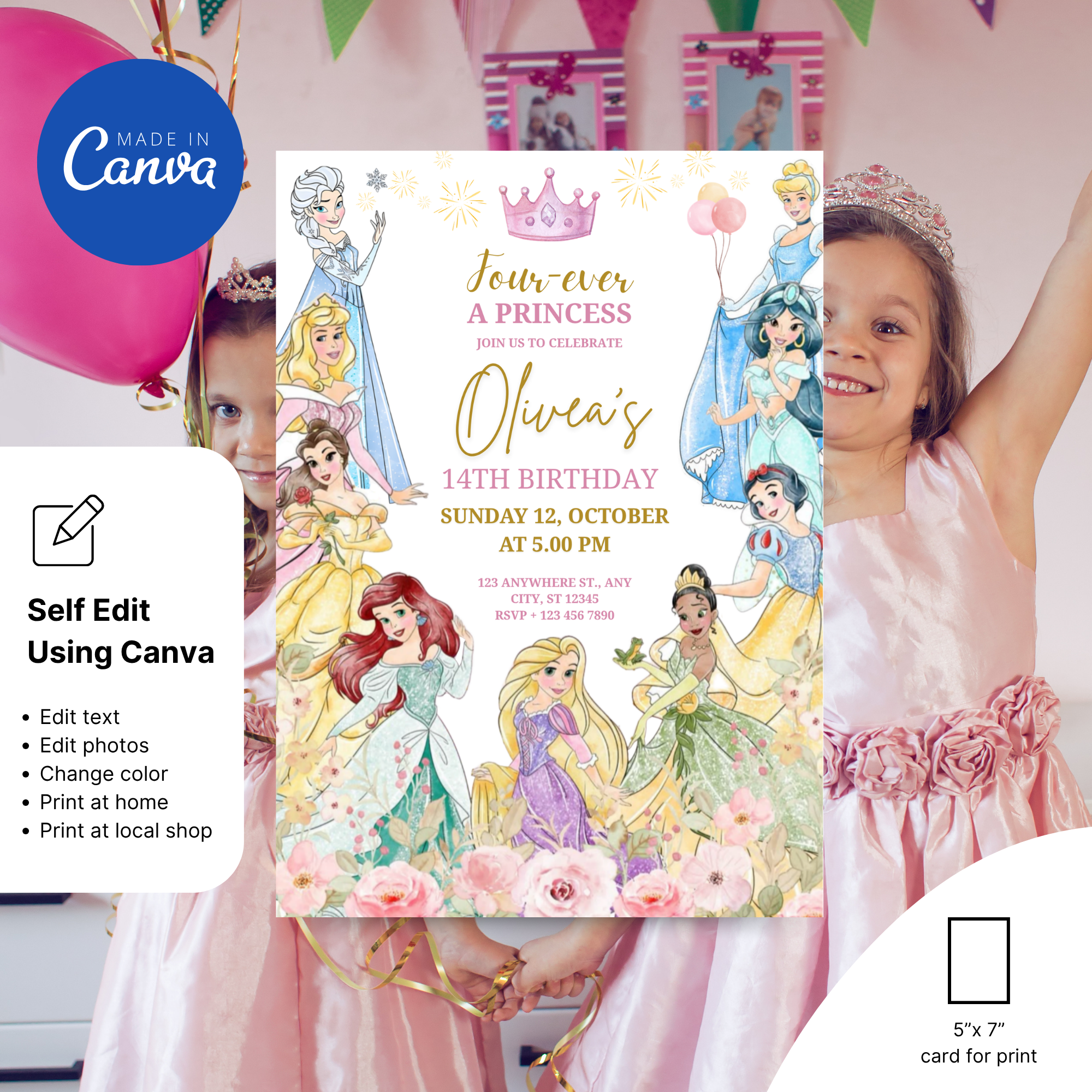 Princess Birthday Four-Ever Invitation Template