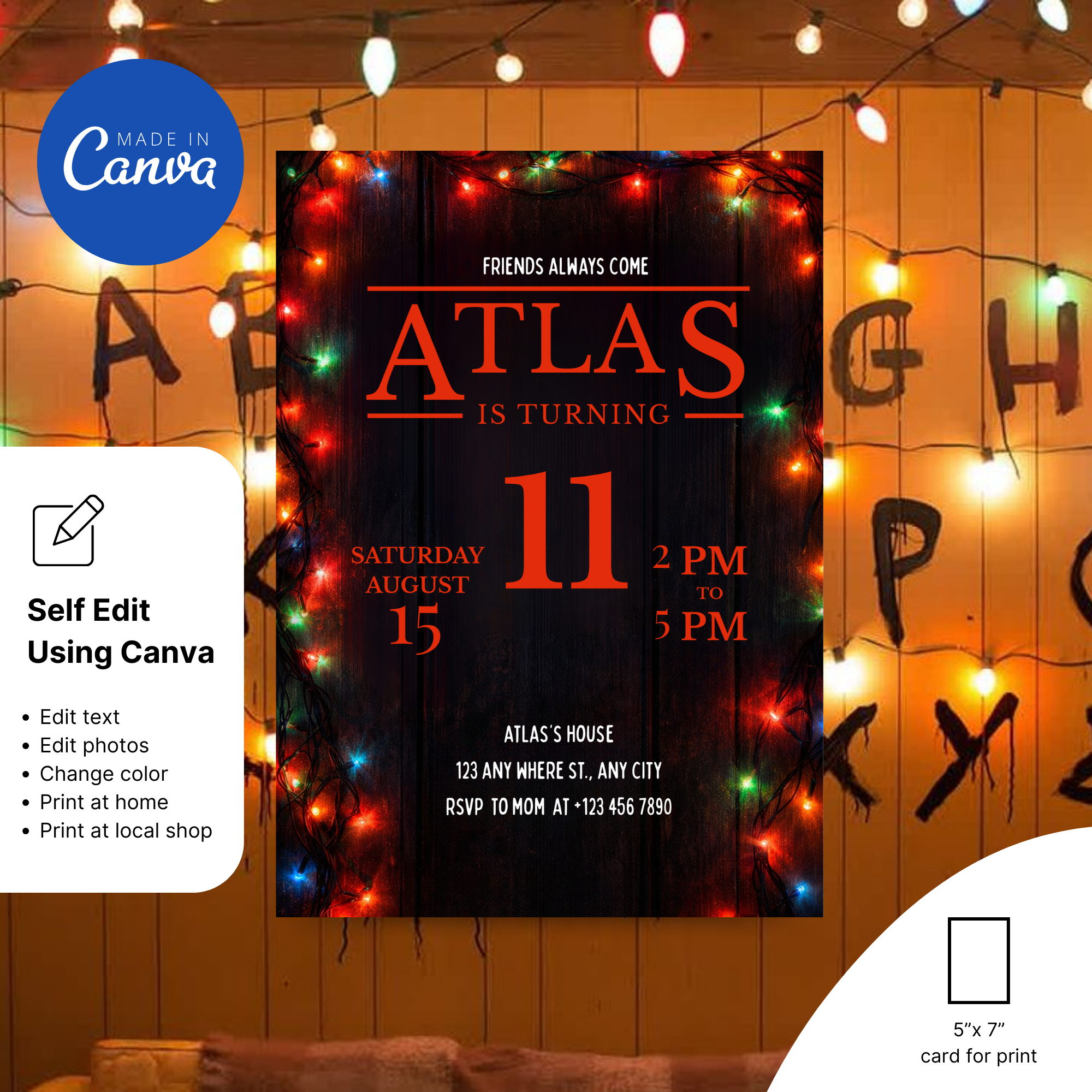 Stranger Things invitation inspired by 80s sci-fi horror theme