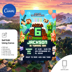 Minecraft birthday invitation for boys and girls