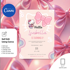 kids birthday invitation hello kitty theme