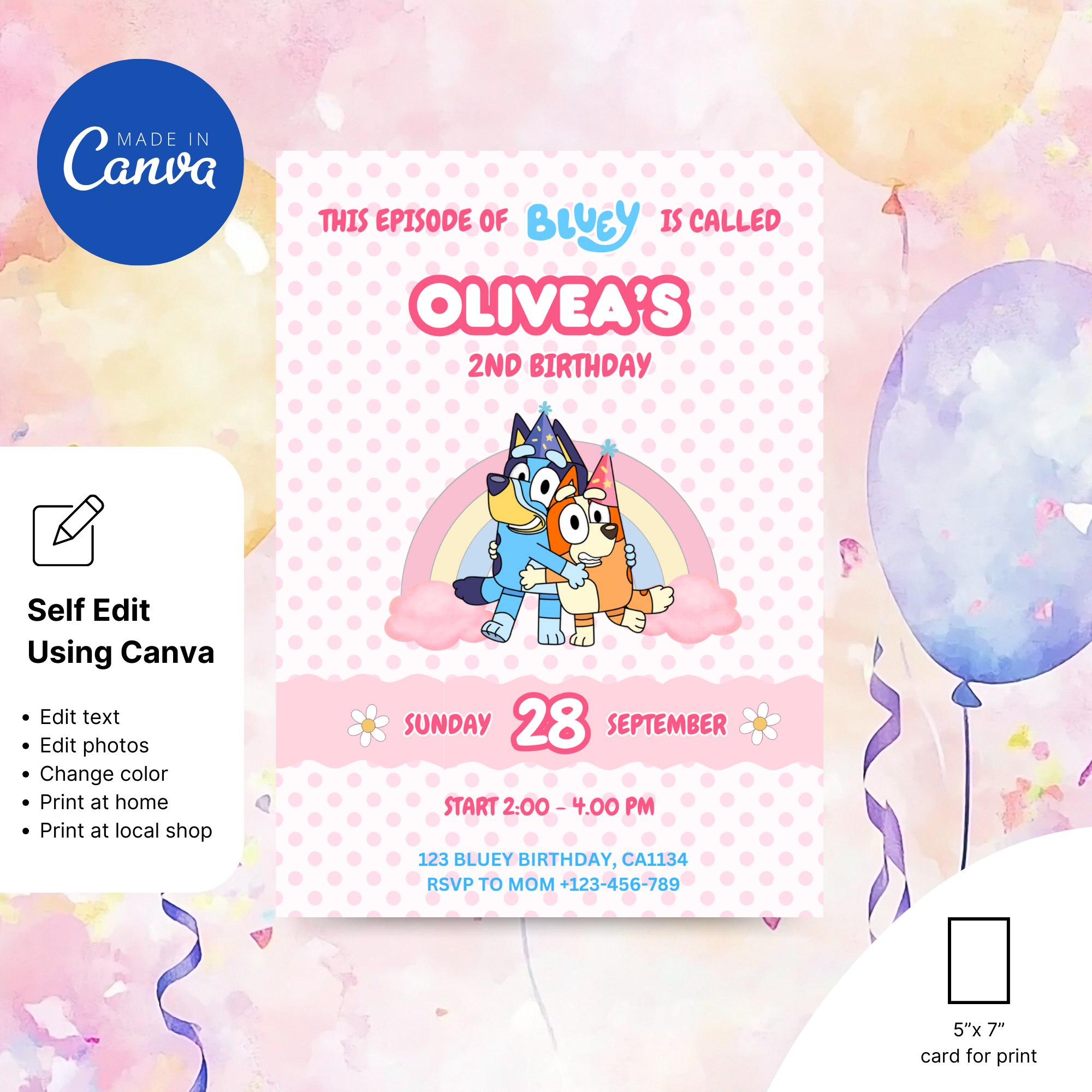 Bluey Birthday Invitation Template