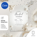 Elegant Pearl Dreams bridal shower invitation with soft pearl texture and neutral background