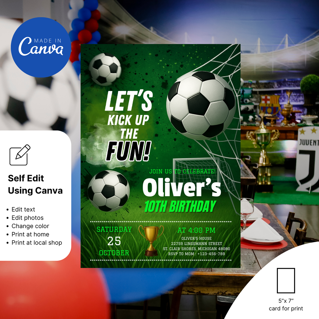 Soccer Birthday Invitation Template