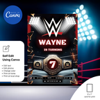 WWE birthday card printable wrestling theme