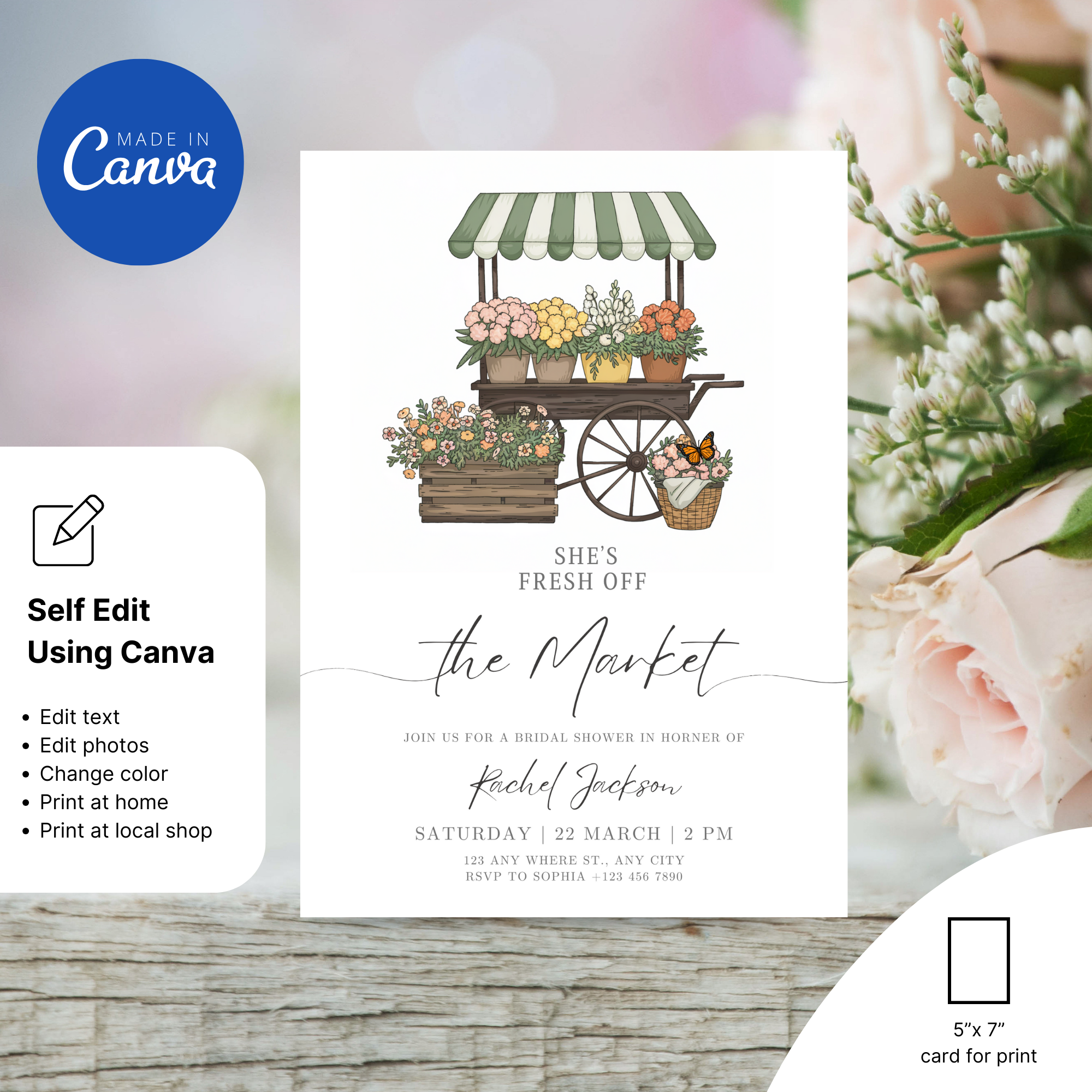 Off the Market Bridal Shower Wedding Invitation with modern typography
