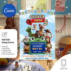 Toy Story 5 year old birthday invitation template